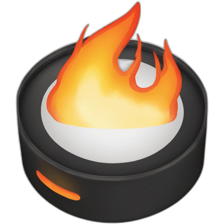 hockey puck with fire emoji