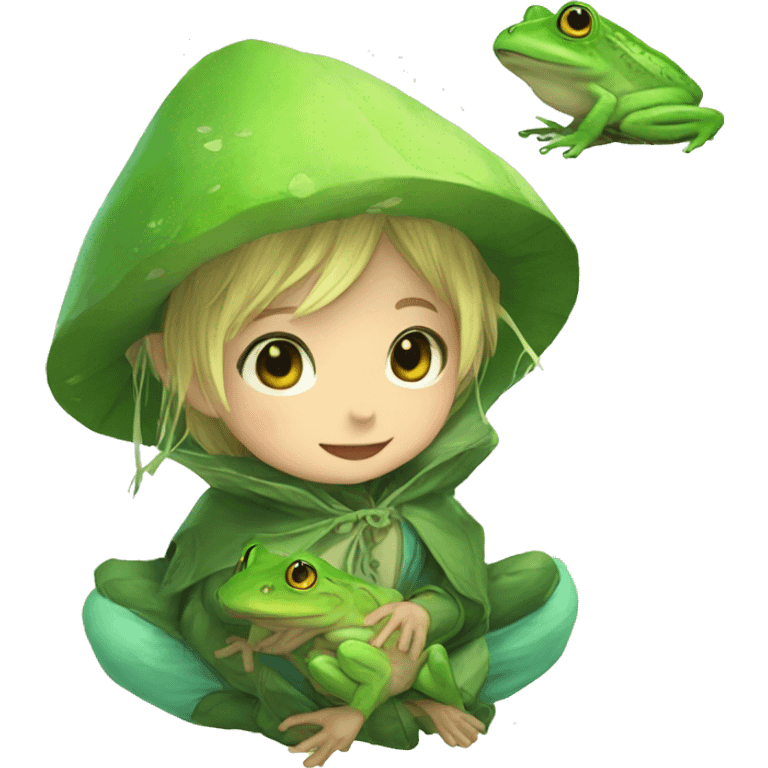 Lalafell with frogs emoji