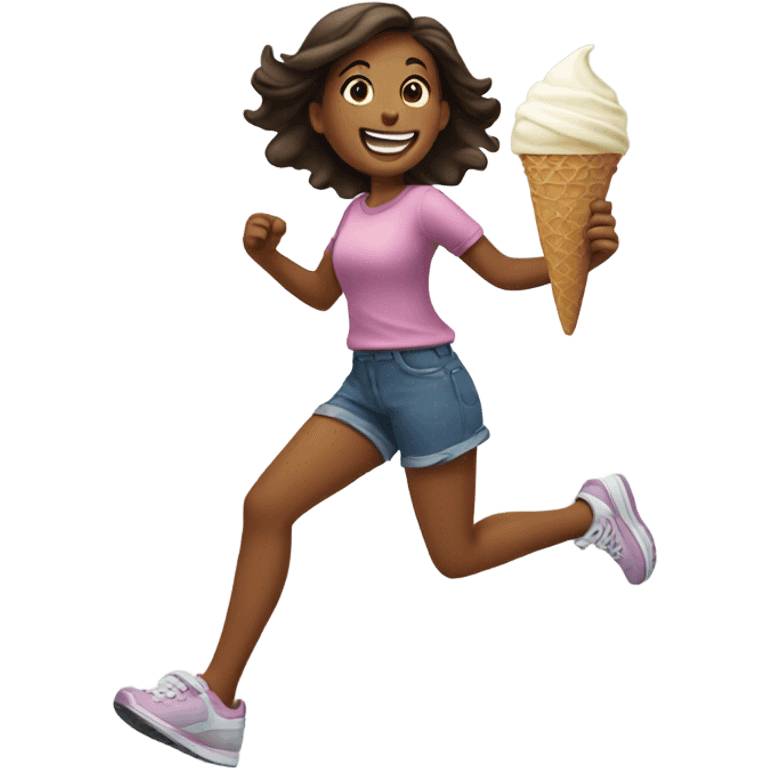 girl running with ice cream emoji