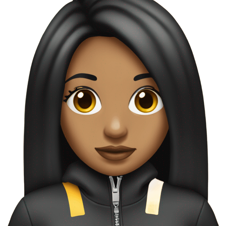 Tanned woman with long black hair, dressed in y2k  hair, makeup, and juicy couture tracksuit attire emoji