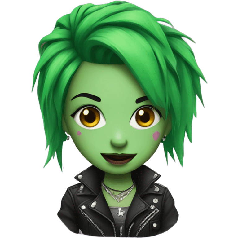 punk girl with piercings and green hair emoji