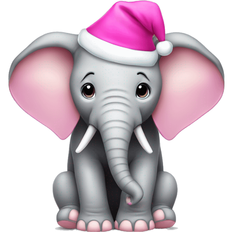 cute elephant wearing pink santa hat emoji