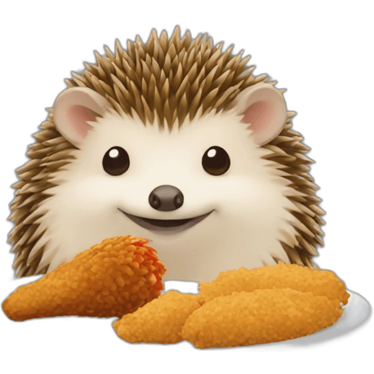 Hedgehog eating fried chicken emoji