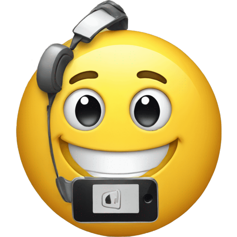 Smiley holding phone emoji