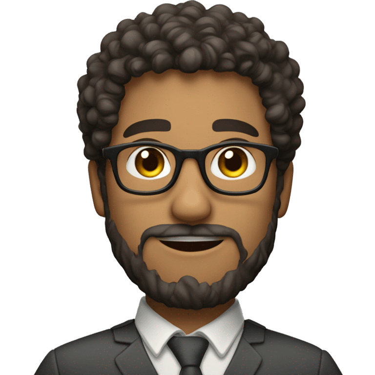 latino curly-haired male teacher wearing glasses trimmed beard emoji