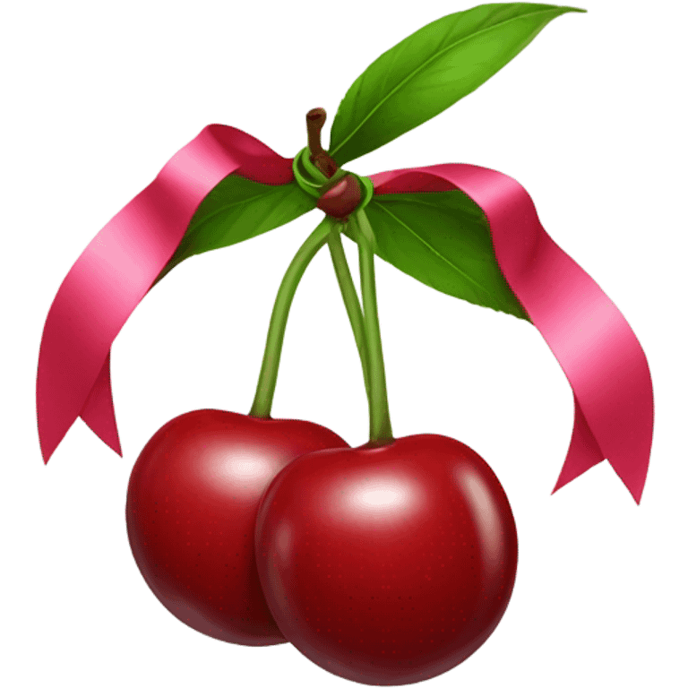 Two cherries with ribbon stem emoji