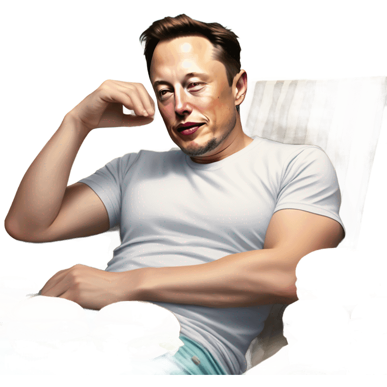 Photorealistic Elon Musk at the beach lounging by the pool suntanning with 40 half eaten hamburgers emoji