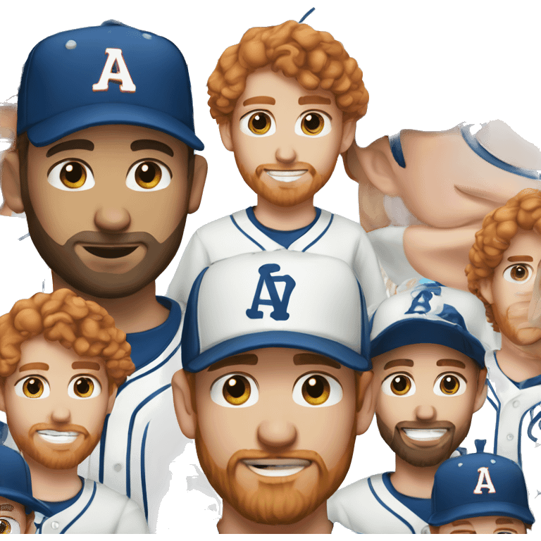 35 year old, male, short curly red hair, pale, beard, blue eyes, baseball hat emoji