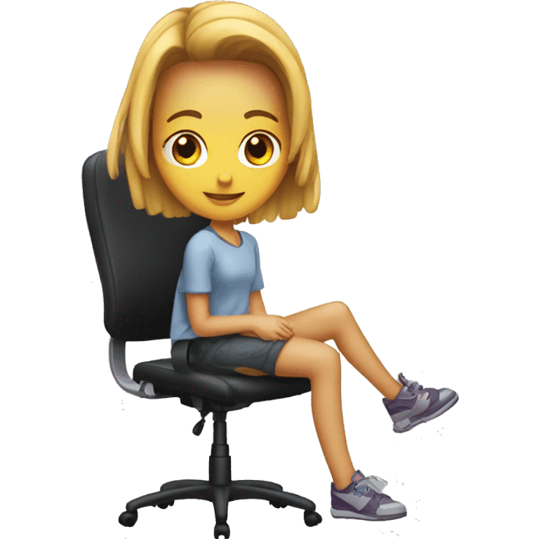 girl sitting on an office chair emoji