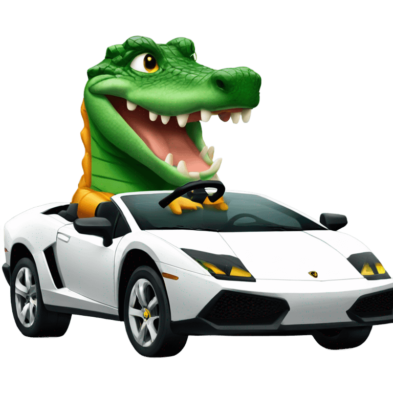 Gator driving a Lamborghini  emoji