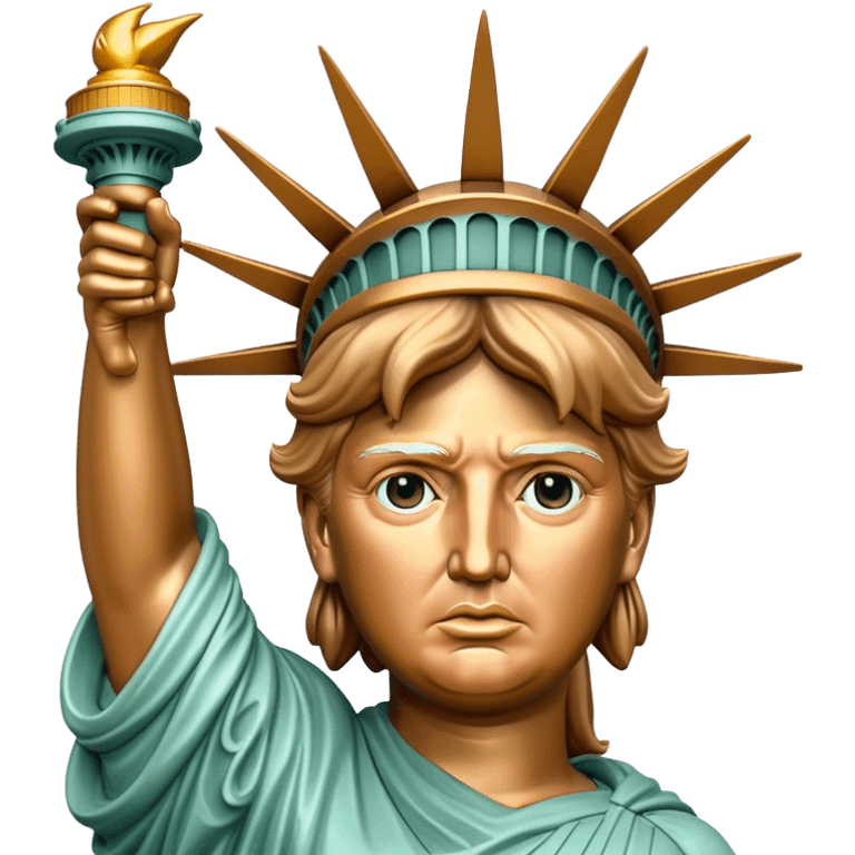 Statue of liberty with Donald Trump face emoji