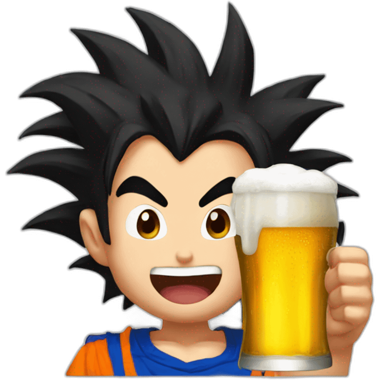 Goku cheer a beer emoji