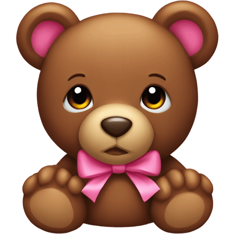 brown teddy bear with pink bow emoji