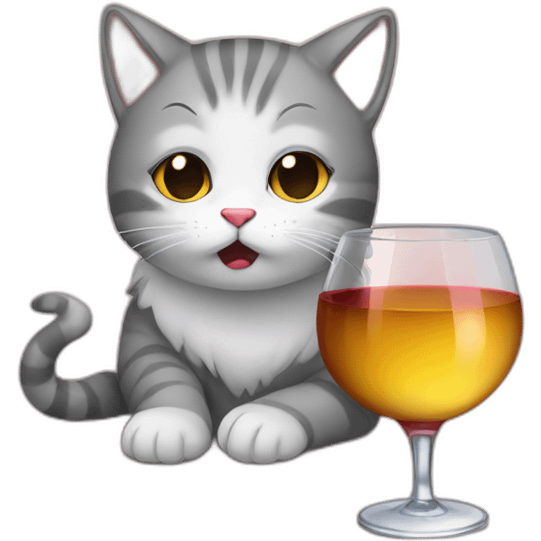 depressed tired kitty drinking wine emoji