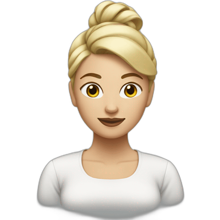 women white with blonde hair tied up in a bun emoji