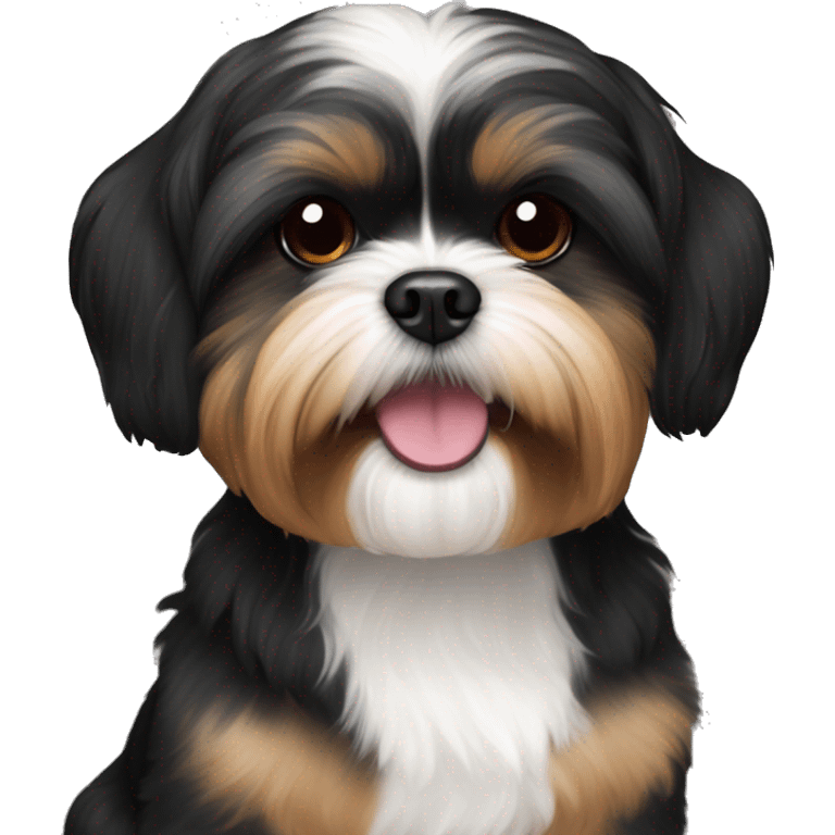 black and tan shih tzu maltese mix black head fur no white fur emoji