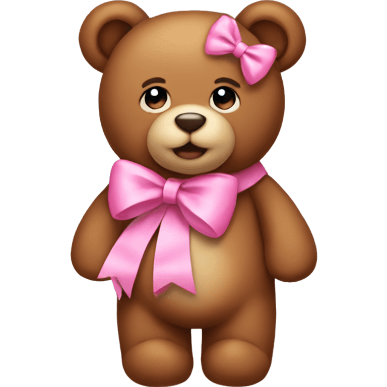 Teddy bear with a pink bow emoji