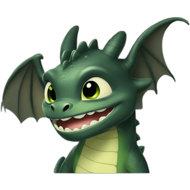 Toothless dragon smiling shy emoji