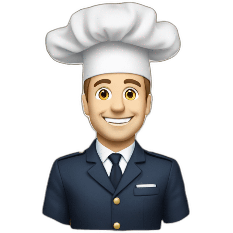 Macron in front of flour line in Les Champs élisé emoji