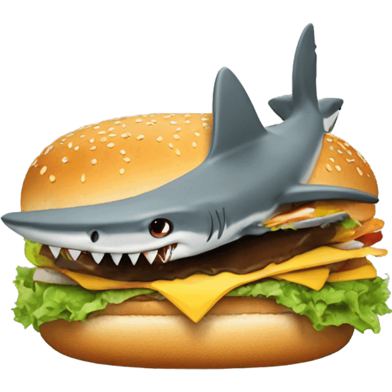 the shark eating burger emoji