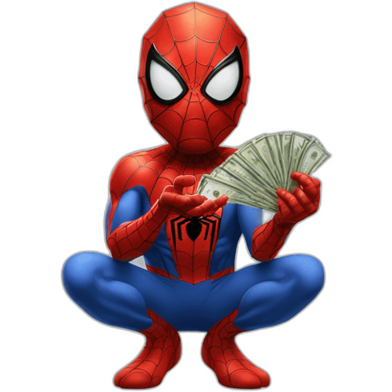 Spiderman counting money on his hands  emoji