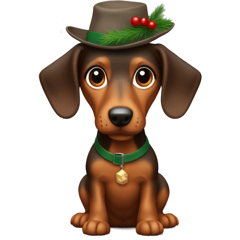 petit teckel avec un chapeau de noël  emoji