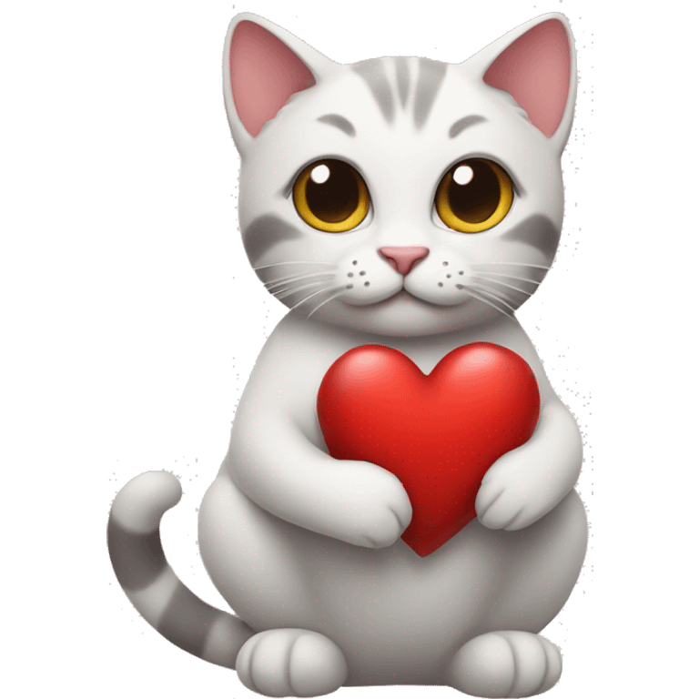 Cat holding a heart emoji