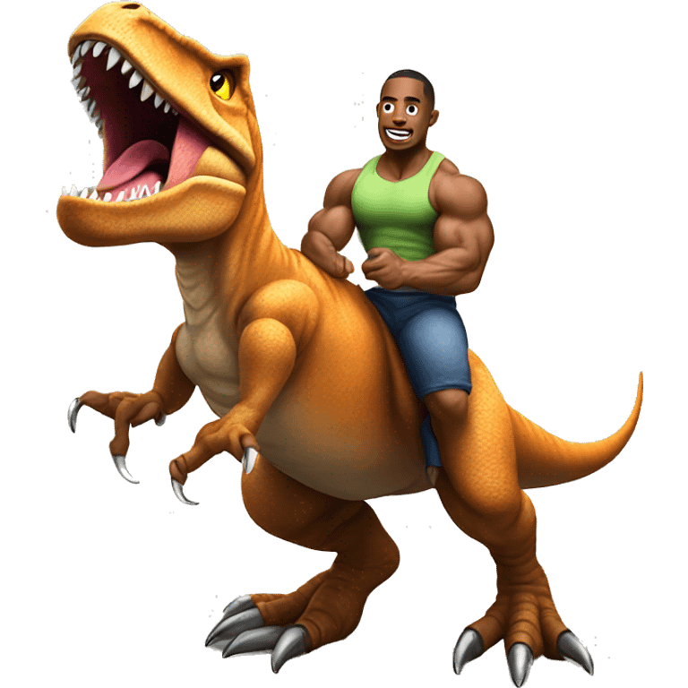 Bodybuilder riding a t-Rex emoji