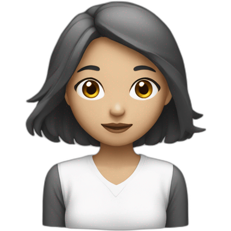 black and white emoji of an asian girl emoji