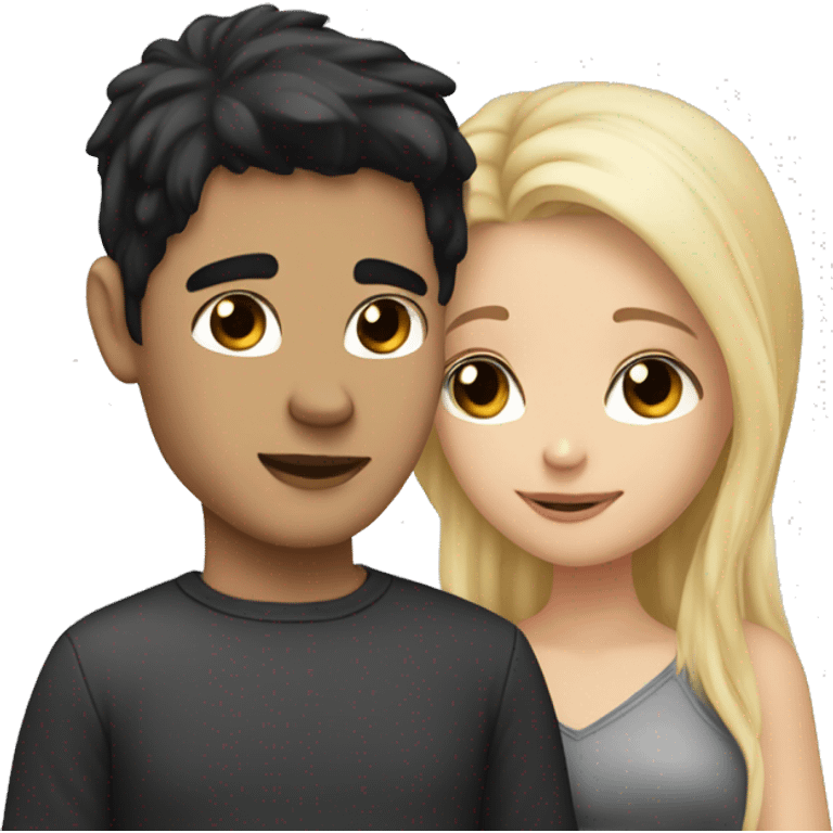 Cuddle lovers white boy with black hair and girl with blonde hair  emoji