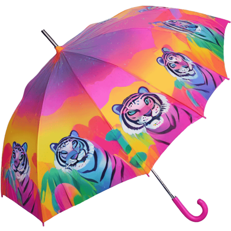 Lisa frank inspired umbrella with tiger print  emoji