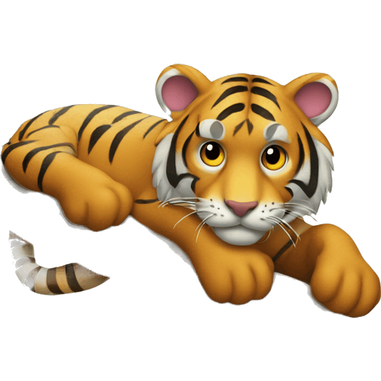 Tiger laying on a tree branch emoji