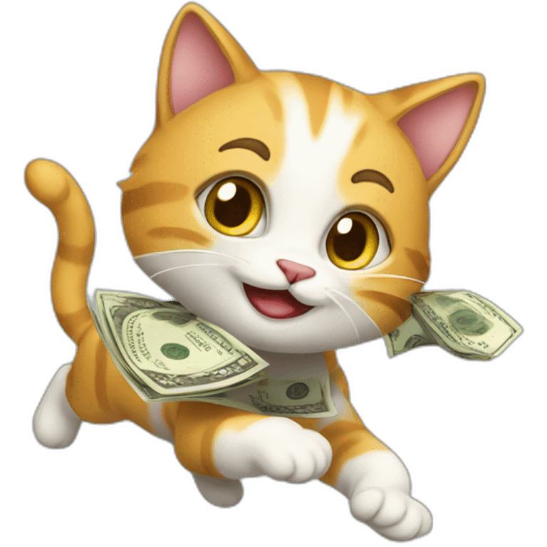 run cat with money emoji