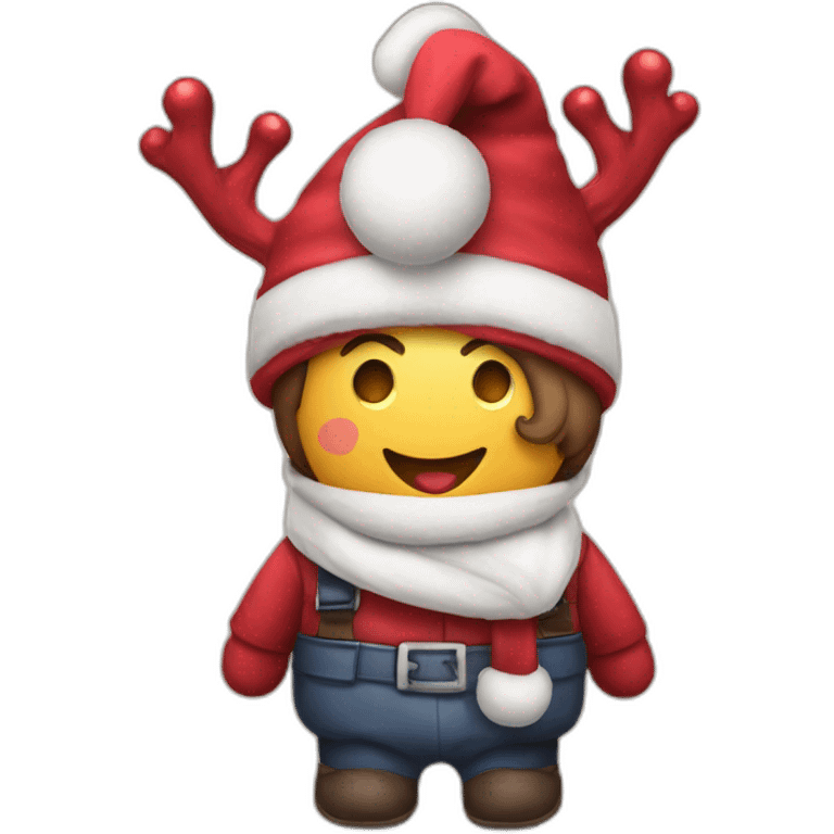 Corazón con gorro navideño que diga te quiero mucho emoji