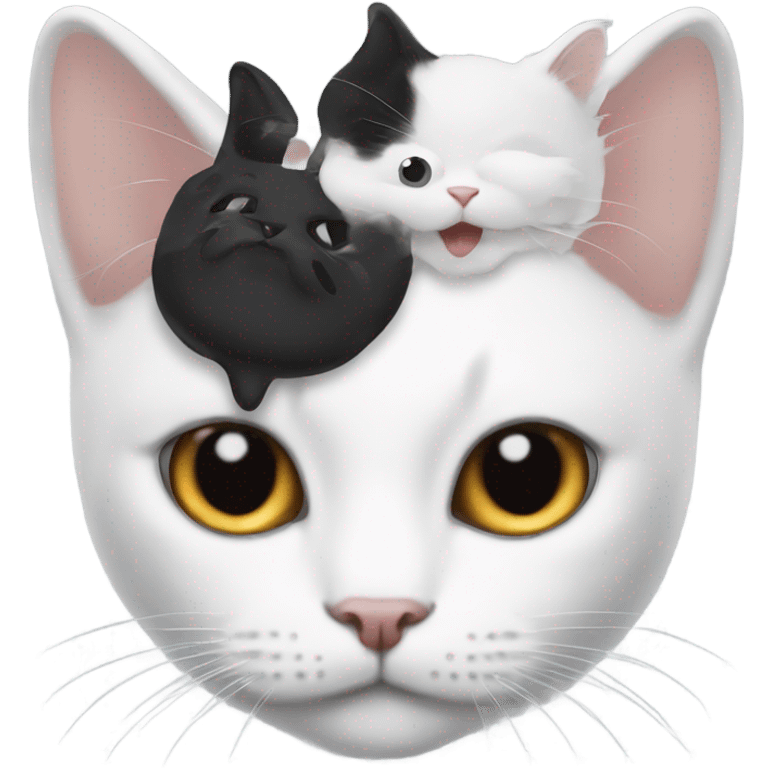 White cat and black on the Head  emoji