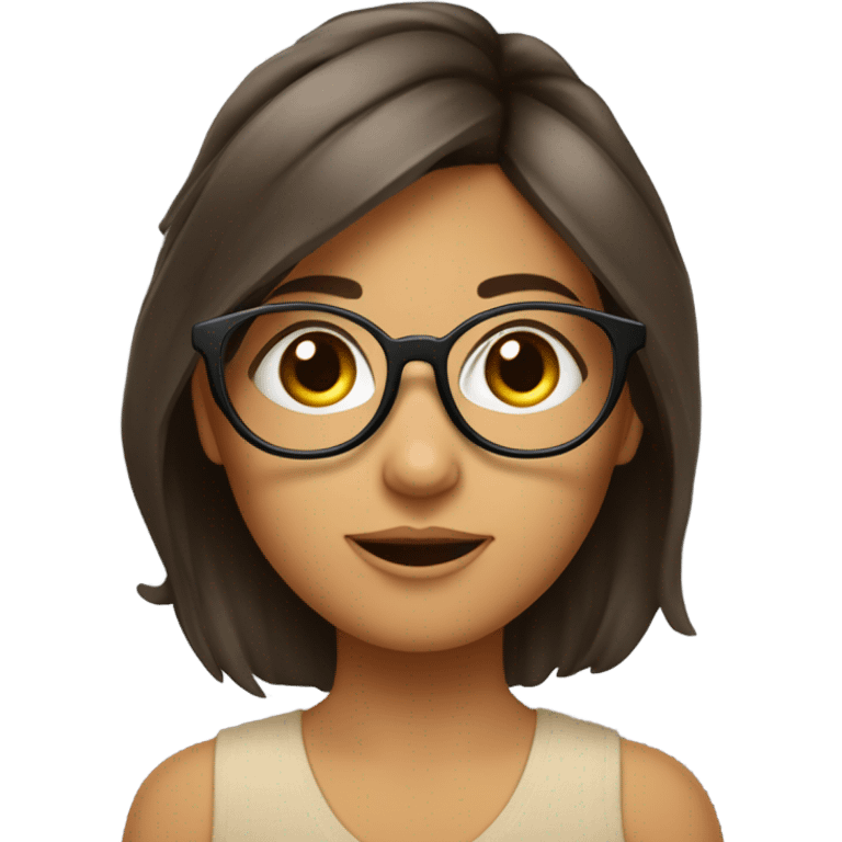 Fille, brune, aux cheveux courts, qui porte des lunettes avec à côté un colibri emoji