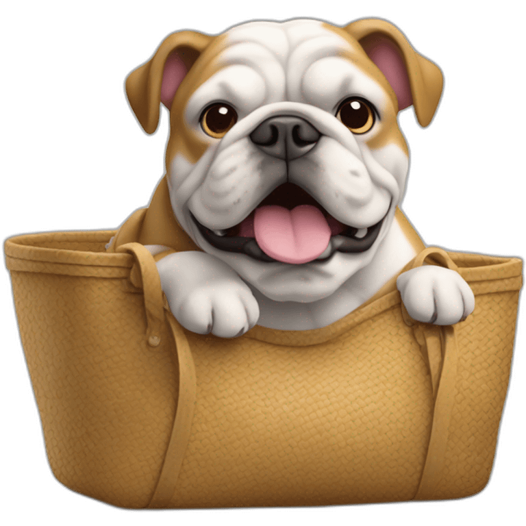 un bulldog frances con una boina en y una bagguete emoji