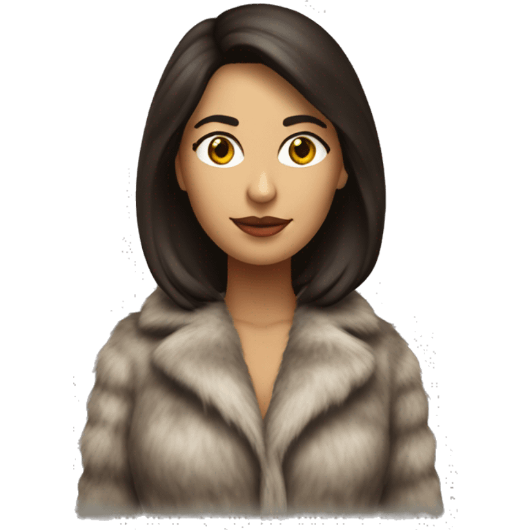 Realistic brunette mob wife full body fur coat emoji