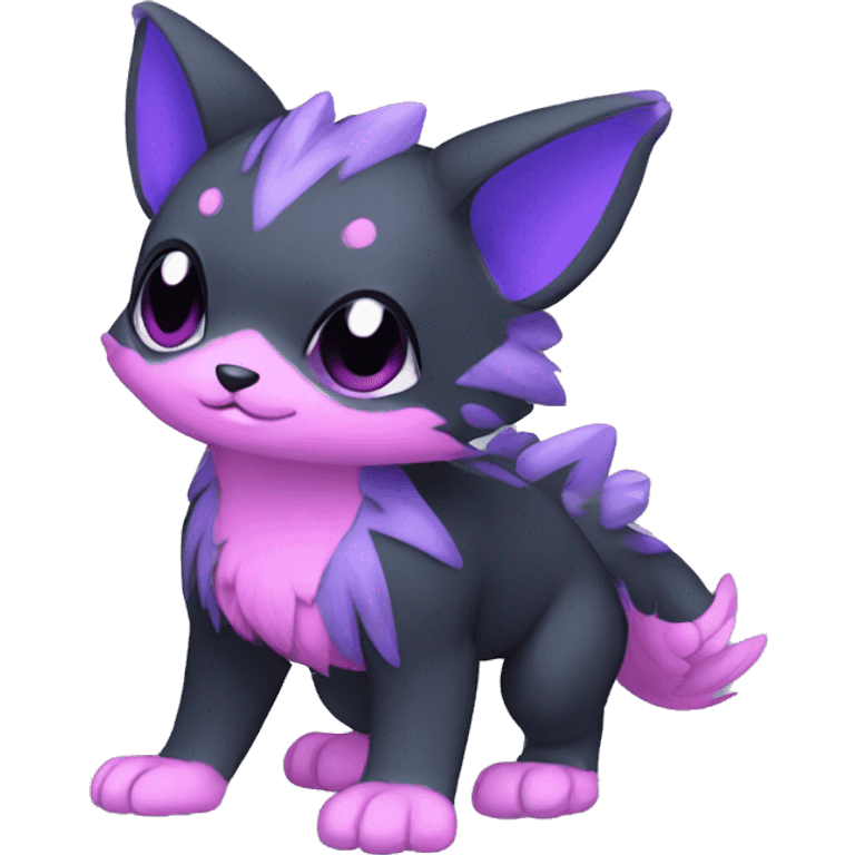 Cute cool black blue purple pink animal hybrid Fakemon full body emoji