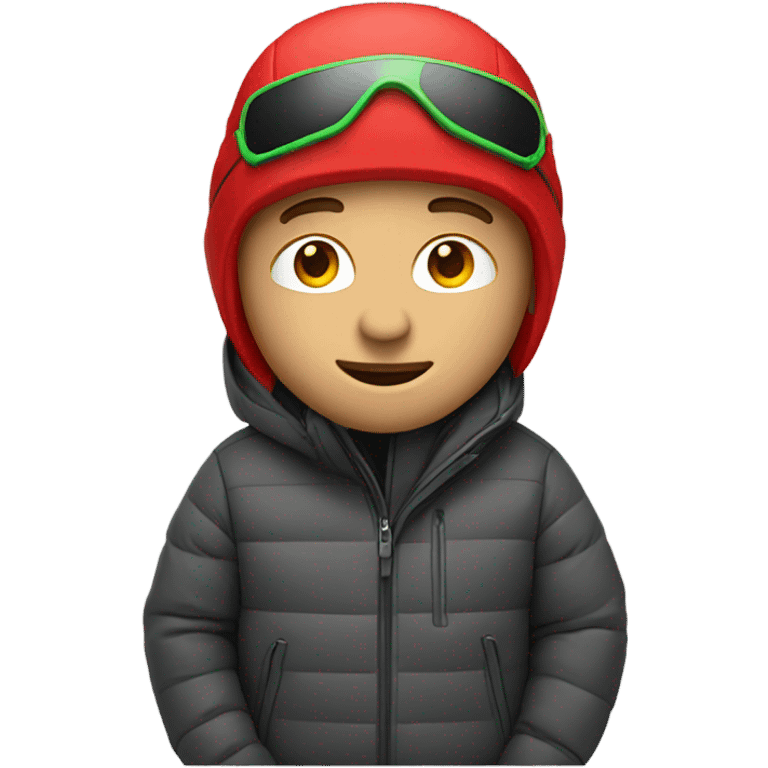 White Male snowboarder red jacket  emoji