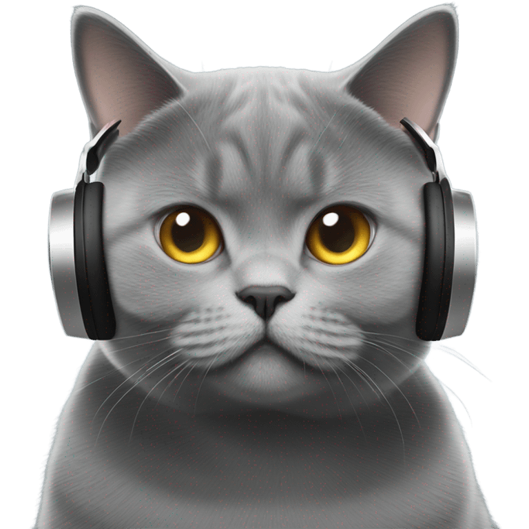 Gray British shorthair cat djing  emoji