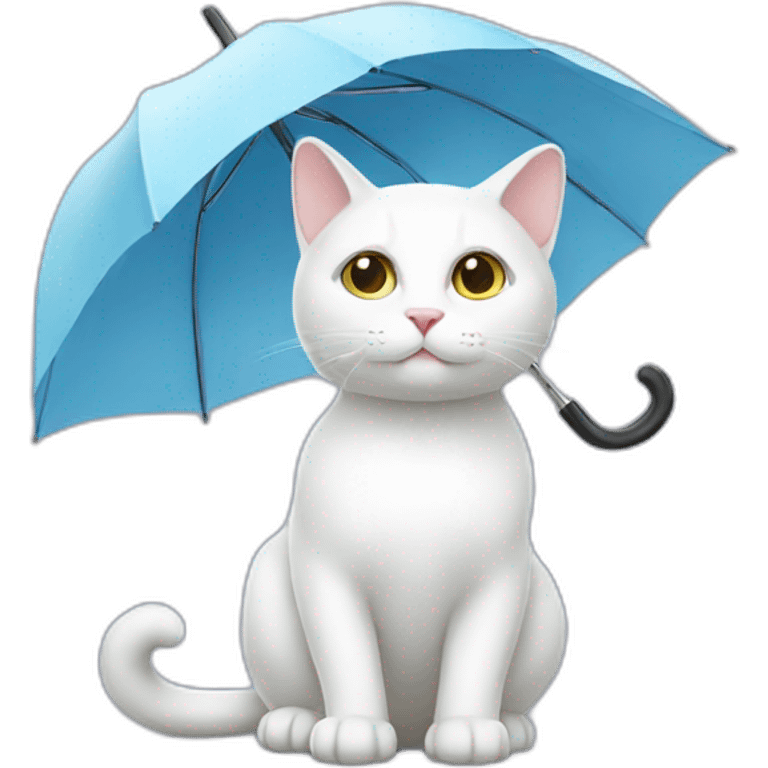 white cat with an umbrella emoji