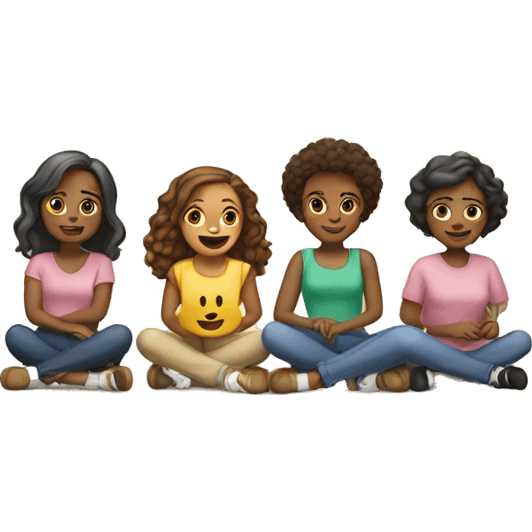 Five girls sitting on word “ semi senior” emoji