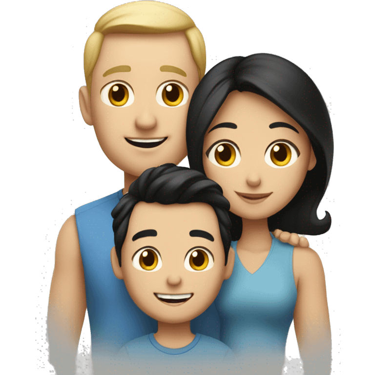 Family of three white skin wife and husband and little boy with black hair emoji