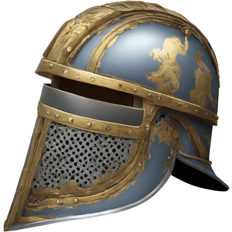 ornate french full-face armet helmet intricate inlays shoulders emoji