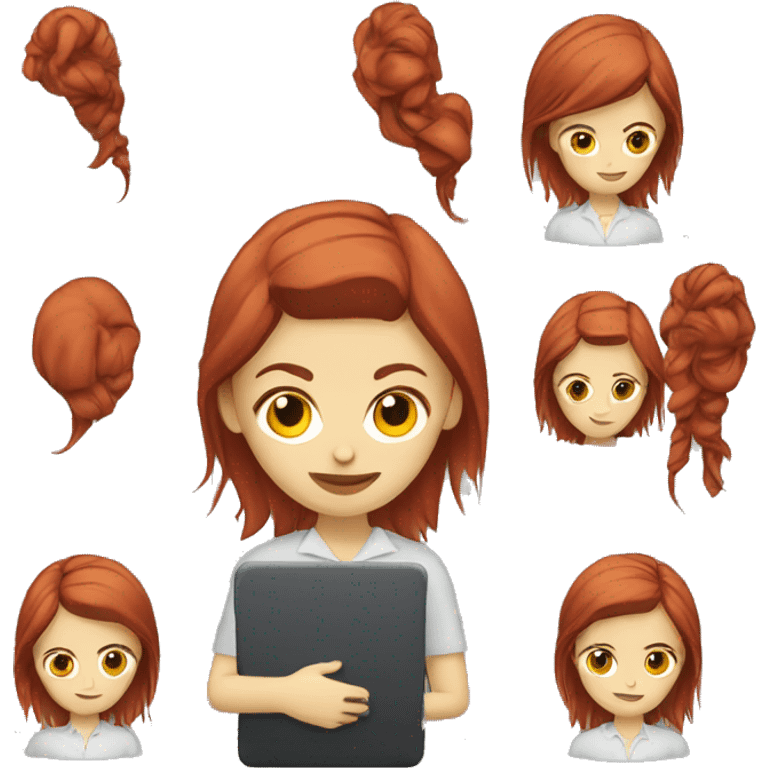 female programmer with cherry hair and loptop emoji