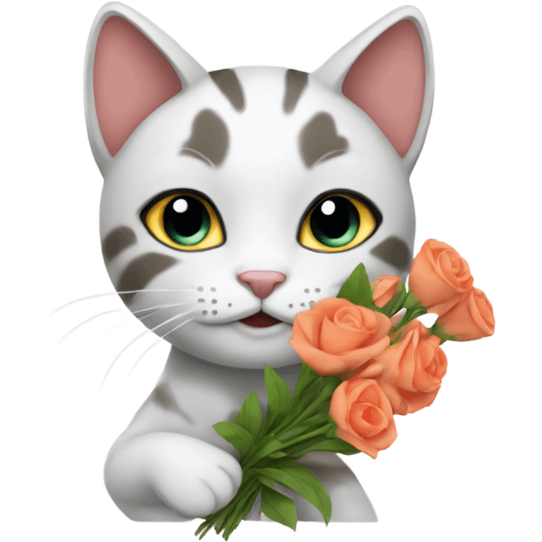 Cat holding flowers emoji