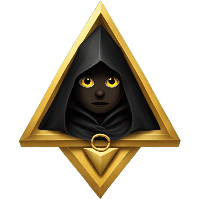 illuminati shadow figure standing in black cloak with gold triangle necklace emoji