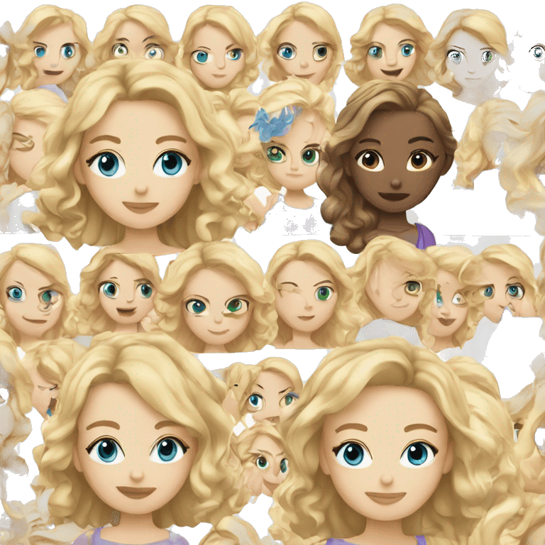 Girl with fair skin, blue eyes, blonde with slightly curly hair emoji