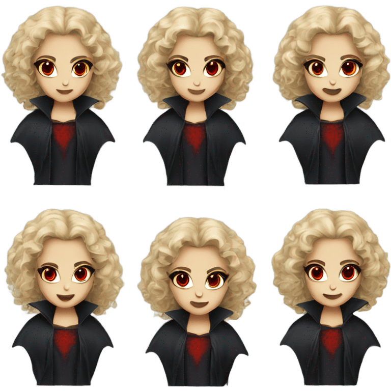 Woman vampire, gothic, blonde curly hair, red eyes emoji